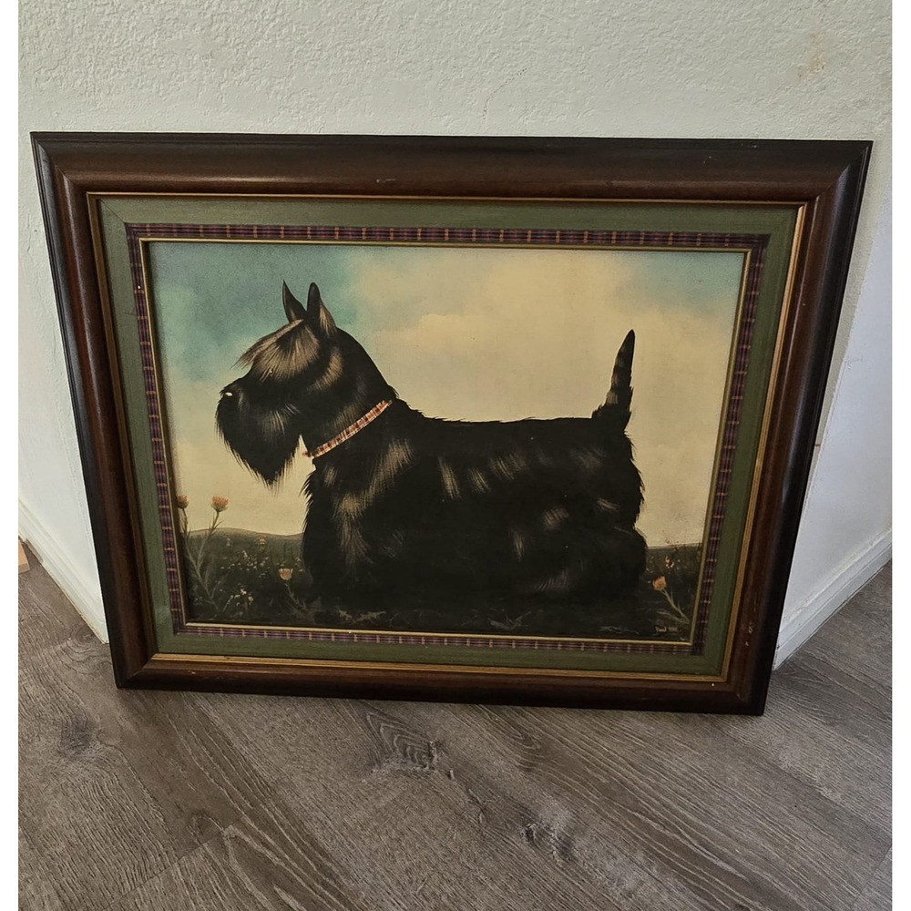 Vintage Framed Scottish Terrier Dog Print Artwork Home Decor Wall Art - Picture 2 of 6